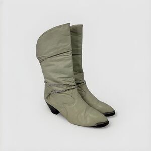 Vintage Zodiac Western Leather Slouch Heeled Boots Sz 8.5 825031